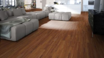 Parquet massif à coller 4 frises en teck verni