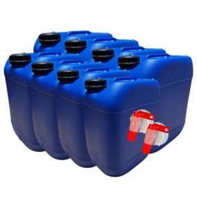 8x Bidon Jerrican Plastique 20 L litres Bleu Bouchon DIN 61 Liquides Alimentaires et Chimiques Ergonomique Empilable Réutilisable
