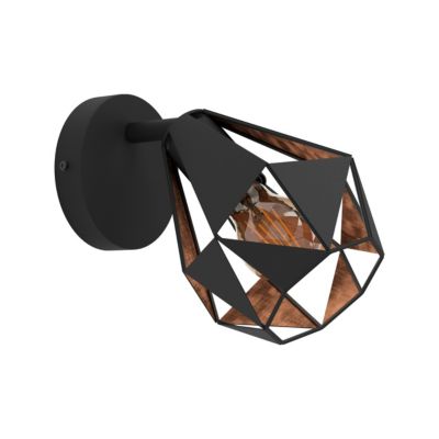 Patère spot E27 40W Eglo Carlton noir L.25,5 x Ø16cm