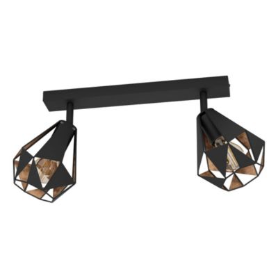 Réglette spot 2 lumières E27 40W Eglo Carlton noir L.42 x L.16 x H.25.5 cm