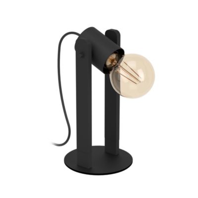 Lampe à poser Plimsoll 40W IP20 acier et bois Eglo L.10,5 x H.25,5 cm