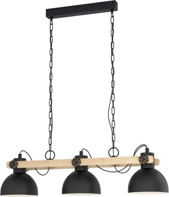 Suspension Lubenham 3 lumières E27 IP20 28W L.90xl.20xH.108,5cm noir Eglo