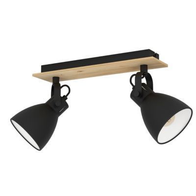 Réglette spot 2 lumières E14 28W Eglo Grimsby noir L.33 x L.8 x H.20 cm