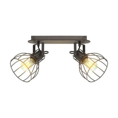 Réglette spot 2 lumières E27 40W Eglo Sambatello marron L.33,5 x L.9 cm