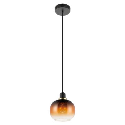 Suspension Oilella E27 IP20 Ø19 x H.110 cm verre noir