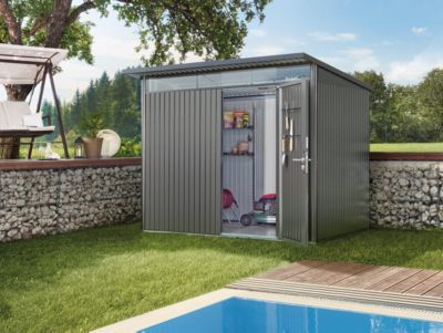 Abri de jardin métal Biohort AvantGarde A5 gris foncé simple porte surface totale 5.72 m² - Biohort