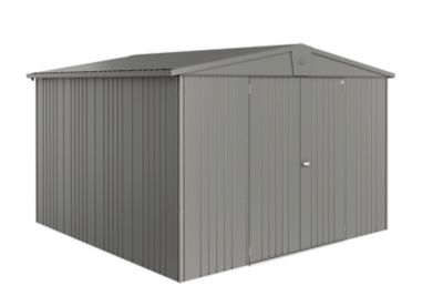 Abri de jardin double porte Biohort Europa T7 en métal coloris gris quartz métallique ép.0,53 mm sur