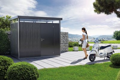 Abri de jardin métal Biohort HighLine H2 gris foncé simple porte surface totale 5.36 m² - Biohort