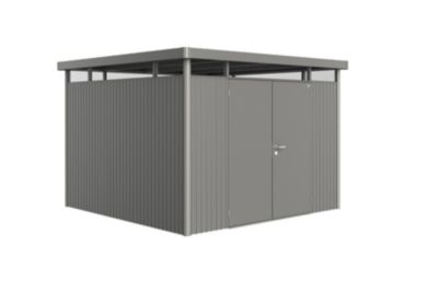 Abri de jardin métal Biohort HighLine H6 gris quartz double porte surface totale 9.92 m² - Biohort