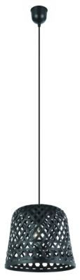 Suspension bambou Miniott Eglo E27 IP20 40W noir Ø30 x L.110 cm