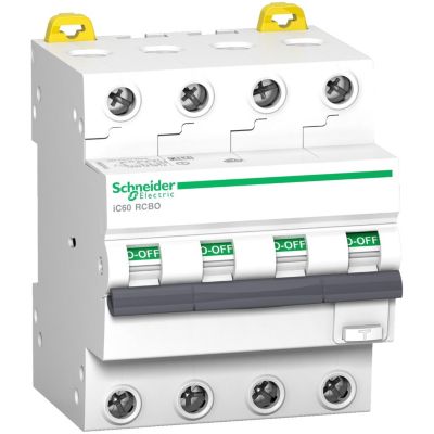 A9d55420 Disjoncteur Différentiel Tétrapolaire 4p 20a - 300ma - 6ka - Type Ac Courbe C - Schneider Acti9 Rcbo Ic60