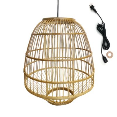 Abat jour bambou naturel E27 40W IP44 l.30 x H.35 cm