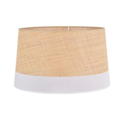Abat-jour conique en rafia et tissu blanc Ø45cm Corep