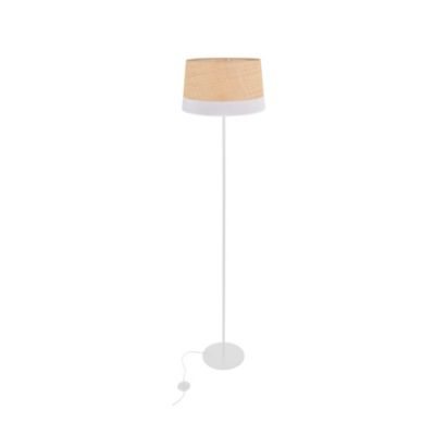 Abat-jour conique en rafia et tissu blanc Ø45cm Corep