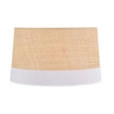 Abat-jour conique en rafia et tissu blanc Ø45cm Corep
