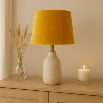 Abat-jour conique en velours jaune Ø37cm Seynave