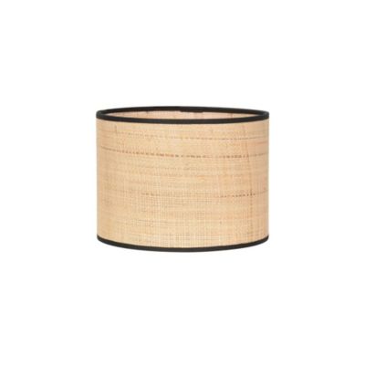 Abat-jour cylindre en rafia et tissu noir Ø30cm Corep