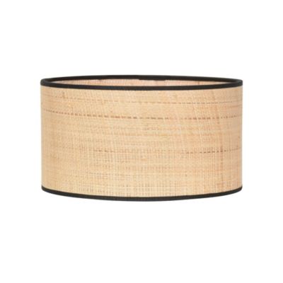 Abat-jour cylindre en rafia et tissu noir Ø40cm Corep