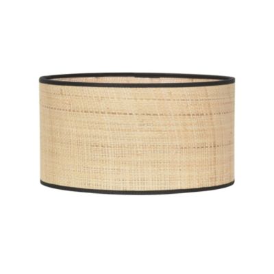 Abat-jour cylindre en rafia et tissu noir Ø40cm Corep