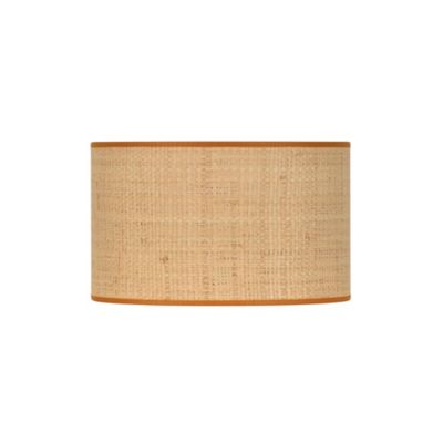 Abat-jour cylindre en rafia et tissu orange Ø30cm Corep