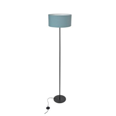 Abat-jour cylindre en tissu bleu Ø40cm Corep