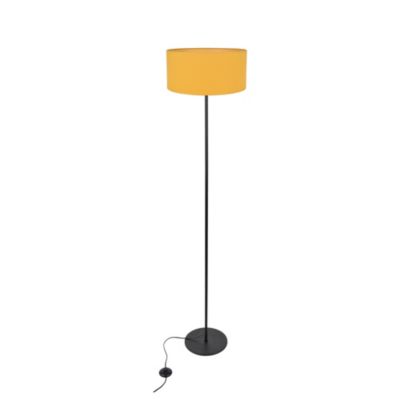 Abat-jour cylindre en tissu jaune mourtarde Ø40cm Corep