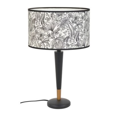 Abat-jour cylindre imprimé feuillage java noir et blanc Ø30cm Corep