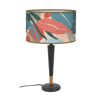 Abat-jour cylindre Montara tissu feuillage Ø30cm Corep