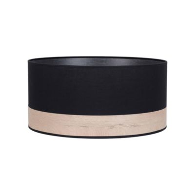 Abat-jour cylindre noir bandeau effet bois Ø40cm Corep