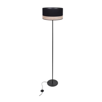 Abat-jour cylindre noir bandeau effet bois Ø40cm Corep