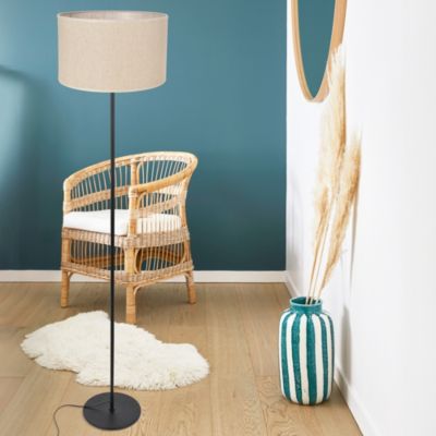 Abat-jour cylindre toile de jute beige Ø40cm Corep