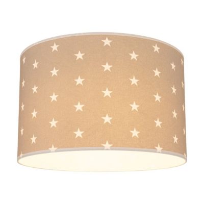 Abat-jour cylindrique E27 H20 Tissu Gris-Blanc avec motif étoiles