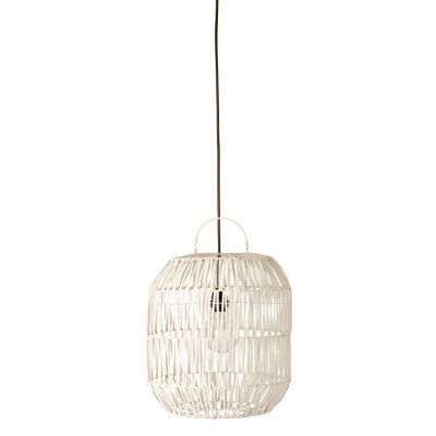 Abat-jour cylindrique en bois blanc 32x32x49 cm