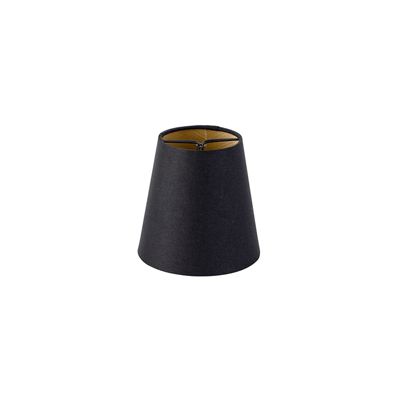 Abat-jour en coton à clipser noir 12 cm rond avec intérieur doré