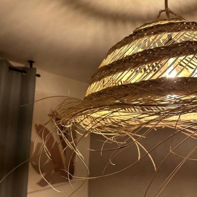 Abat jour en Paille ajouré pour Lampe naturelle fait main au Maroc
