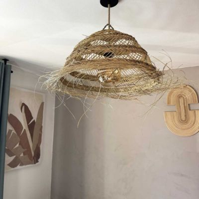 Abat jour en Paille ajouré pour Lampe naturelle fait main au Maroc