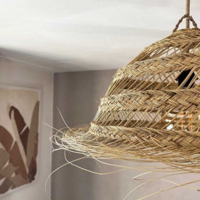 Abat jour en Paille ajouré pour Lampe naturelle fait main au Maroc