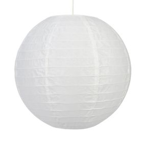 Abat-jour GoodHome Dacite forme de boule en papier coloris blanc Ø.28 x H.26 cm