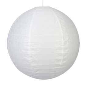 Abat-jour GoodHome Dacite forme de boule en papier coloris blanc Ø.58 x H.55,5 cm