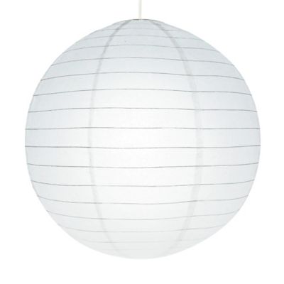 Abat-jour GoodHome Dacite forme de boule en papier coloris blanc Ø.58 x H.55,5 cm