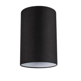 Abat-jour GoodHome Pibrock forme de cylindre en tissu coloris noir Ø.20 x H.30 cm