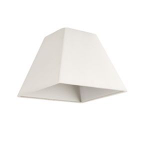 Abat-jour GoodHome Qarnay forme de pyramide en tissu coloris crème Ø.30 x H.25 cm