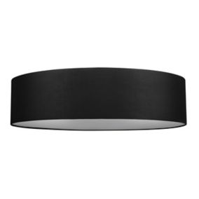 Abat-jour GoodHome Schofar forme circulaire en tissu coloris noir Ø.80 x H.20 cm