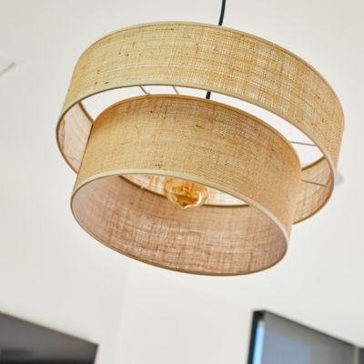 Abat-jour intérieur Estela H.20 x Ø40cm IP20 E27 beige fibre naturelle Lumisky