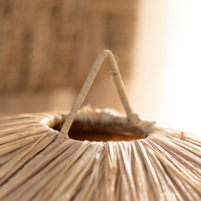Abat-jour parasol raphia volanté (72x72x20 cm - Naturel)
