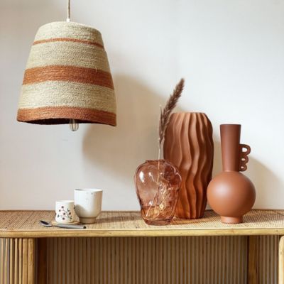 Abat jour pour Lustre en herbier à rayures terracotta - Opjet Paris