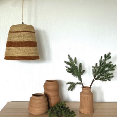 Abat jour pour Lustre en herbier à rayures terracotta - Opjet Paris