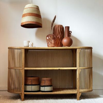 Abat jour pour Lustre en herbier à rayures terracotta - Opjet Paris