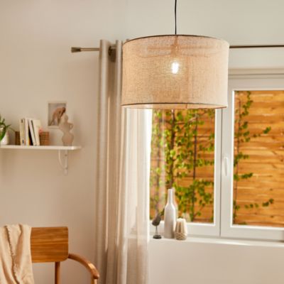 Abat-jour pour suspension en lin beige Ø48cm GoodHome Bluebill