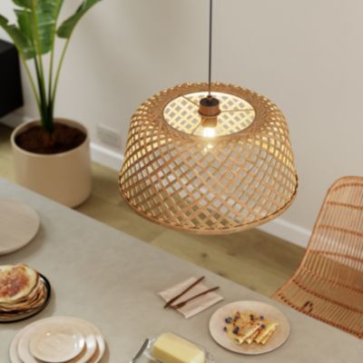 Abat-jour pour suspension rond en bambou Ø48cm GoodHome Gallito